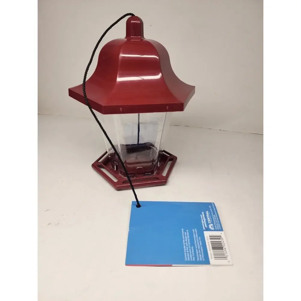 Red Plastic Songbird Lantern Wild Bird Hopper Feeder